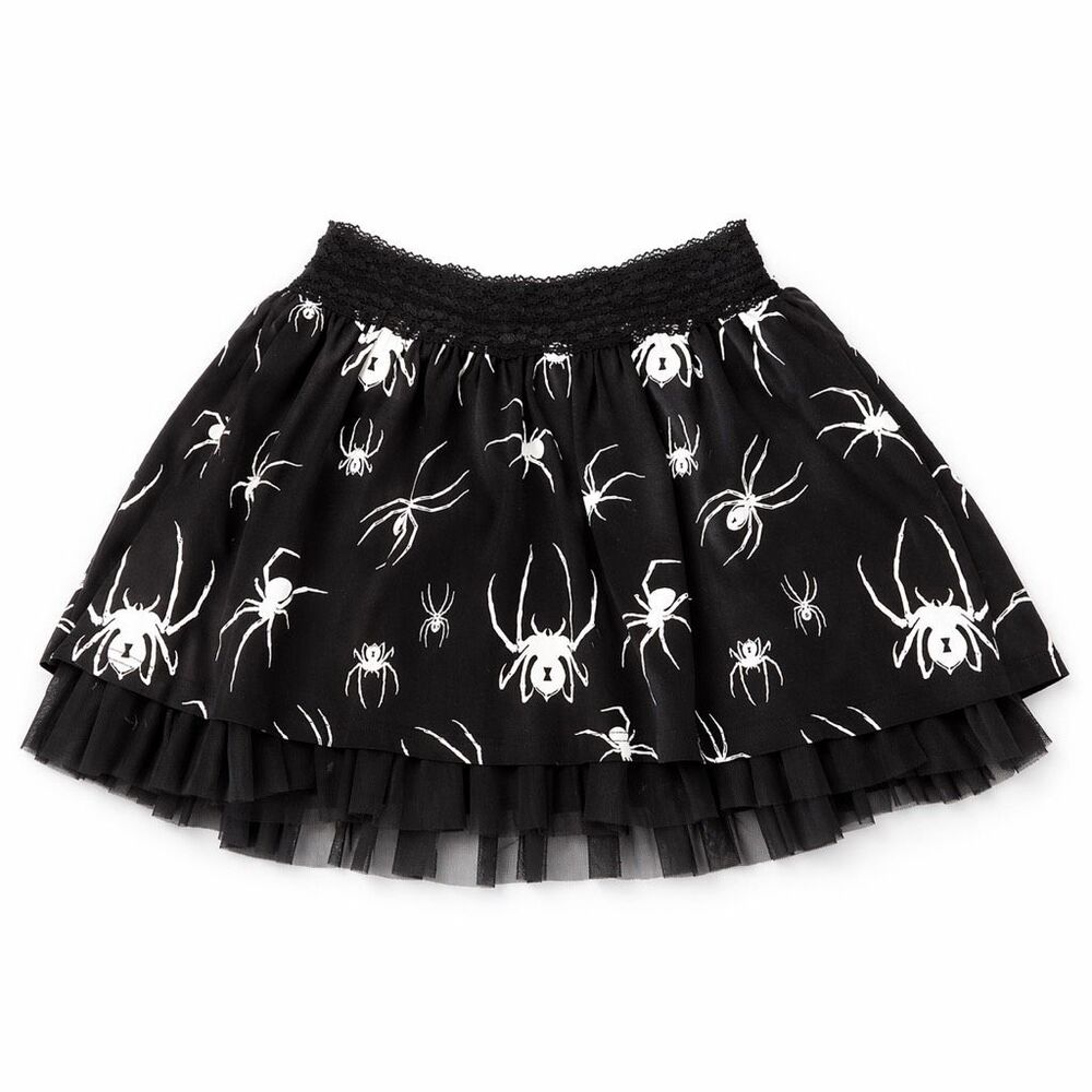 WIDOW Black Widow Spider Print Skater Skirt Goth Tulle Women’s M